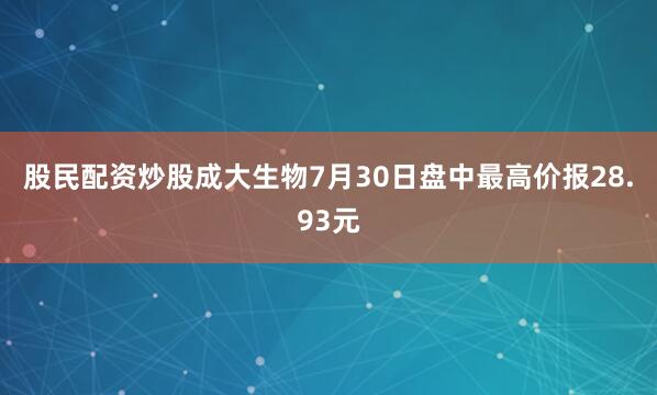 股民配资炒股成大生物7月30日盘中最高价报28.93元